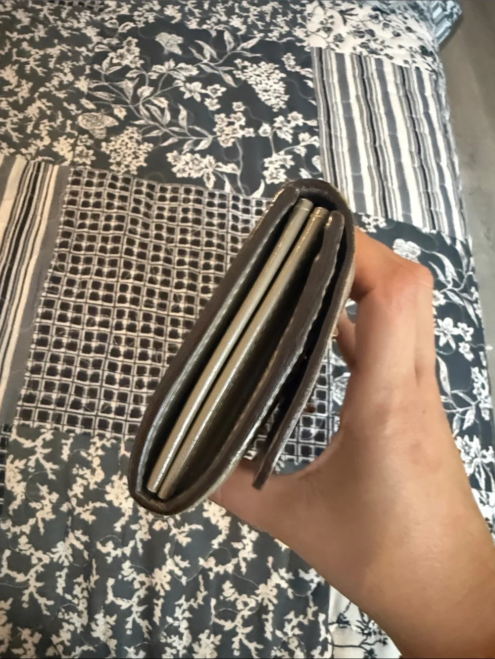 Louis Vuitton Classic Leather Wallet in Taupe with Gold Accent